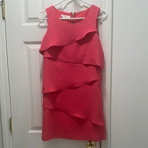 London Times Vibrant Pink Tiered Mini Dress